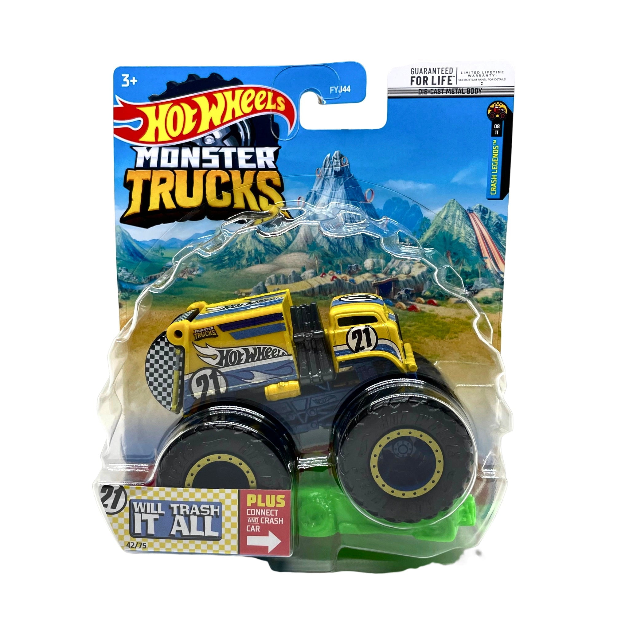 LSCC Hot Wheels Monster Truck Crash Car Sudden Stop Yellow