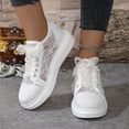 thumbnail image 4 of Womens Lace Sneakers Fashion Mesh Low Cut Canvas Shoes Lace Crochet Lace Up Walking Running Tennis Shoes Lightweight Breathable Flat Wedding Shoes Bridal Sneakers, 38, 4 of 6