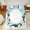 thumbnail image 5 of Manfei Cute Cartoon Penguin Twin Sheet Sets 3pcs, Kawaii Animal Twin Fitted Sheet, Blue Snowflakes Flat Sheet, Breathable Home Decor, 5 of 7