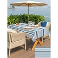 thumbnail image 5 of Outdoor Tablecloth with Umbrella Hole for Patio/Picnic/Party/Camping, Blue Grey Striped Waterproof Table Cloth Rectangle Table Cover Washable, Farmhouse Stripes Modern Abstract Art (60"x 84"), 5 of 8
