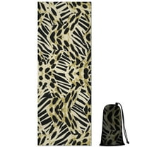 Zebra and Leopard Print Pattern Hot Yoga Mat Towel Non Slip for Hot Yoga - Quick-Drying Yoga Mat Cover with 4 Corner Pockets with Travel Bag - Hot Yoga Towel Non Slip 74"x26"