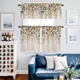 thumbnail image 2 of Fall Sage Kitchen Curtains Valances and Tiers Set of 3 Green Eucalyptus Leaves Linen Background Tier Curtains and Valance with Rod Pocket for Small Windows, 27.5"x36", 2 of 9