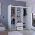 thumbnail image 2 of Chests & Wardrobes, Deluxe Modern Armoire with Storage & Metal Accents | White | Particle Board, 2 of 7