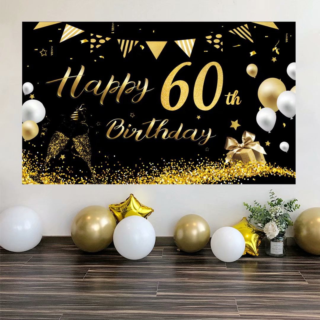 60th Anniversary Birthday Hanging String Foil Banner Door Party Wall Decorations