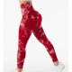 thumbnail image 4 of Leggings sin costuras para mujer, pantalones largos elásticos de cintura alta de fibra de poliuretano de nailon para Fitness, color rojo S, 4 of 6