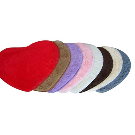 Velvet Fabric Heart Shape Floor Mat Anti Slip Water Absorption