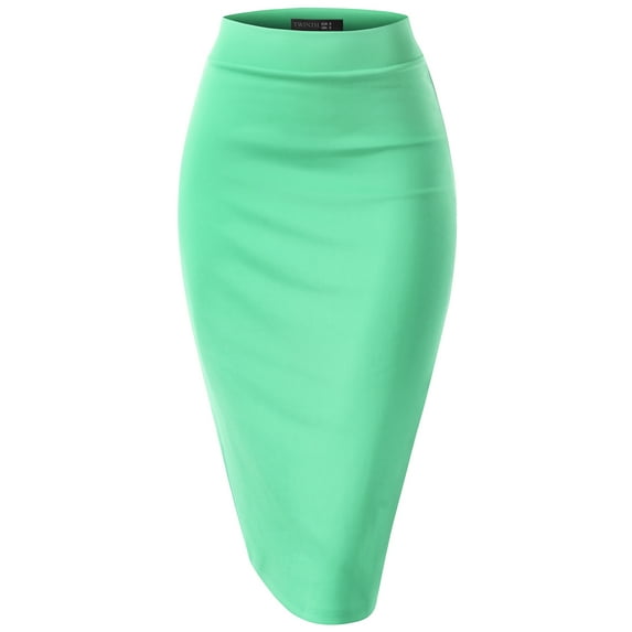 Thanth Womens Waist Band Streychy Solid Pencil Skirt(Plus Size Available)