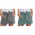 thumbnail image 1 of (2-Pack) Rinsvye Women Summer Sports Shorts Pajamas for Women Shorts Set with Robe Lightweight Casual Muslin Shorts for Women Trousers Short with High Waist Shorts with, 1 of 5