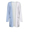 thumbnail image 4 of Dagegui Womens Cardigan Sweaters Long Sleeve Open Front Sweater Coat Patchwork Fall Trendy Print Cardigans with Pockets Light Blue S, 4 of 5