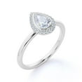 thumbnail image 4 of JeenMata 1.1 Carat Pear Shape Moissanite and Diamond Halo Engagement Ring in 10k White Gold, 4 of 7