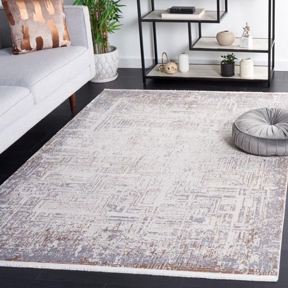 Safavieh Diamond Eva Distressed Polyester Area Rug, Beige/Gray Brown, 5'3" x 7'6"