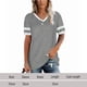 thumbnail image 5 of Dnzceghtig Camisetas de Mujer Nuevas Mangas de Costura Color sólido Camiseta Informal de Manga Corta con Cuello en V, 5 of 5