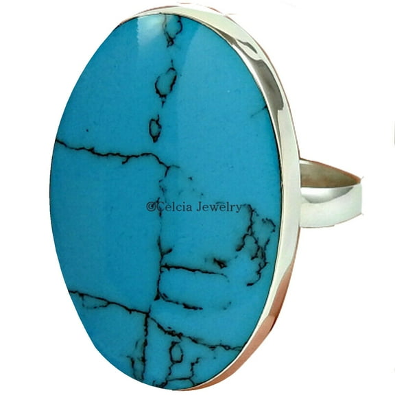 Natural Turquoise Healing Gemstone Ring, Pure 925k Sterling Silver Ring, Organic Ring, Exclusive Ring, Solitaire Ring, Proposal Ring, Ultimate Ring, Birthday Gifts For Women (turquoise, 7)