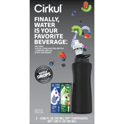 Cirkul 32oz Matte Black Stainless Steel Starter Kit with Matte Black Cirkul Lid 2.0 and 2 Flavor Cartridges (Blueberry Grape & Kiwi Berry)