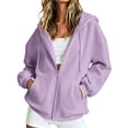 thumbnail image 2 of Women Zip Up Hoodie with Pockets, Soft Fleece Long Sleeve Sweatshirt, Loose Fit Casual Fall Winter Tops, 2 of 4