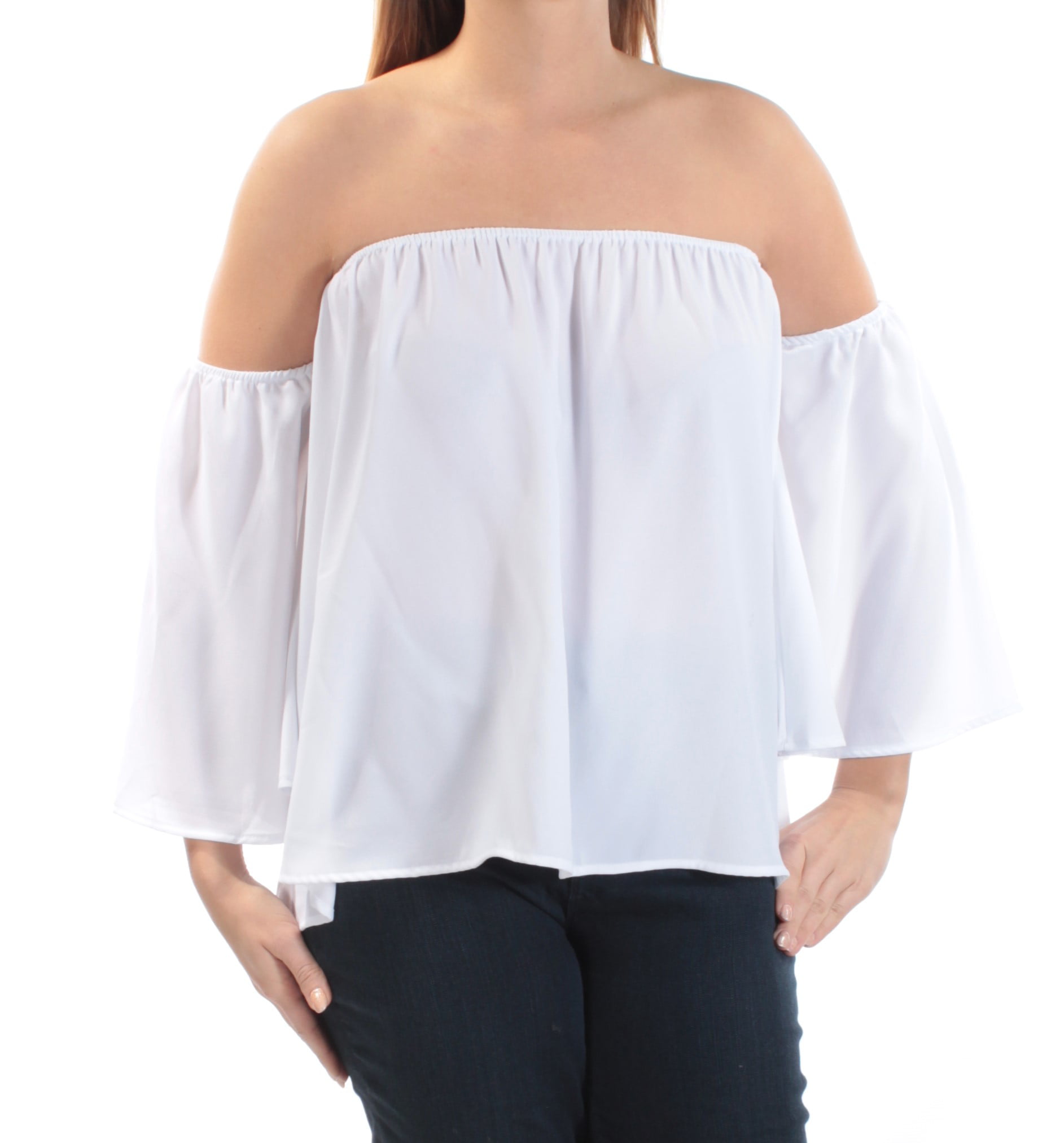 INC - INC Womens White Kimono Sleeve Off Shoulder Top Size L - Walmart ...
