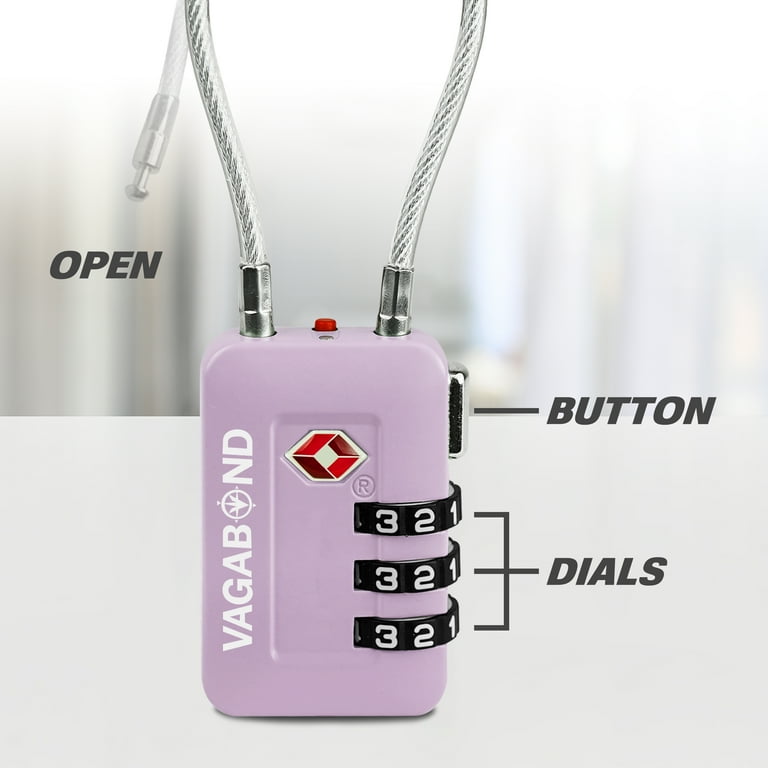 Vagabond TSA Accepted 3-Digit Combination Travel Lock with Steel