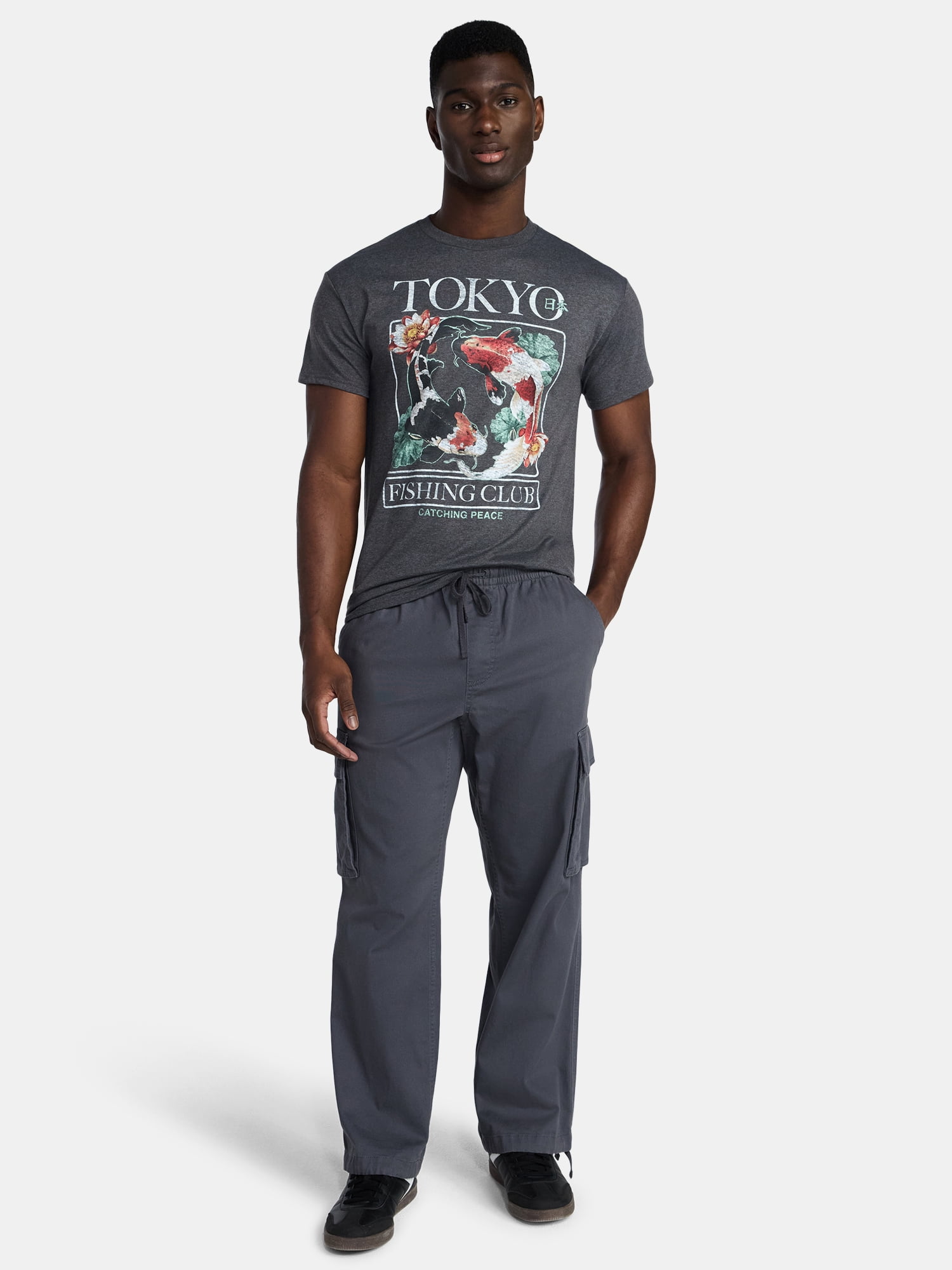Humor Men's and Big Men's Tokyo Fishing Club Graphic Tee with Short Sleeves, Size S-3XL