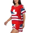 thumbnail image 2 of Fotbe USA Switzerland Print Pajama Set for Women 2 Piece Loungewear Short Sleeve Tops and Shorts Set Soft Sleepwear-Small, 2 of 7