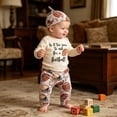 thumbnail image 2 of Xyant Newborn Baby Boy Rugby Outfit Funny Letter Print Long Sleeve Romper Pants Hat 3Pcs Cowboy Football Clothes (Beige,6-12 Months), 2 of 7