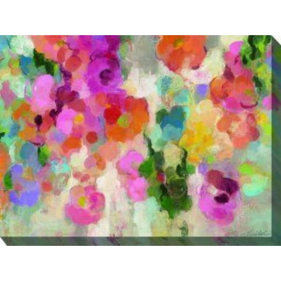 Outdoor Living and Style Purple and Pink Colorlicious Outdoor Canvas Rectangular Wall Art Decor 40"