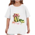 thumbnail image 4 of Virmaxy (2-14 Years Old)Pickle Letter Printed Shirt For Toddler Boys Girls Casual Printed Gherkin Pattern T-Shirt Kids Spring Summer Loose Short Sleeve Crew Neck Top White-13 11 Years, 4 of 4