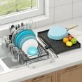 thumbnail image 1 of Dish Drying Rack in Sink, Expandable Rustproof Dish Rack for Kitchen Counter, Over The Sink Dish Drainer with Utensil Holder, Cup Rack, Drainboard, Space Saving Dish Dryer Rack for Inside Sink, 1 of 5