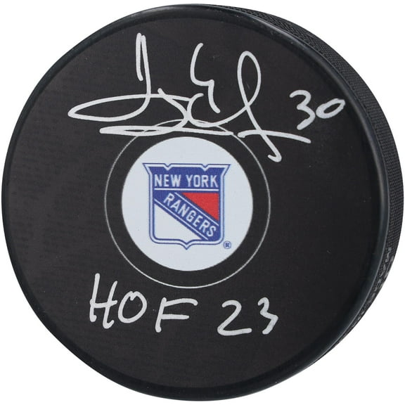 Henrik Lundqvist New York Rangers Autographed Hockey Puck with "HOF 23" Inscription - Fanatics Authentic Certified