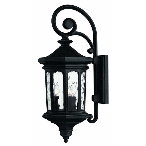 3 Light Medium Outdoor Wall Lantern in Traditional Style 9.5 inches Wide By 25.75 inches High-Museum Black Finish-Incandescent Lamping Type Bailey
