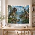 thumbnail image 5 of Tyrannosaurus Rex in a Lush Jungle Valley, Adventurous Digital Art for Dinosaur Fans, Prehistoric Nature Decor, Birthday Gift, Tapestry Wall Hanging for Bedroom and Dorm, 5 of 7