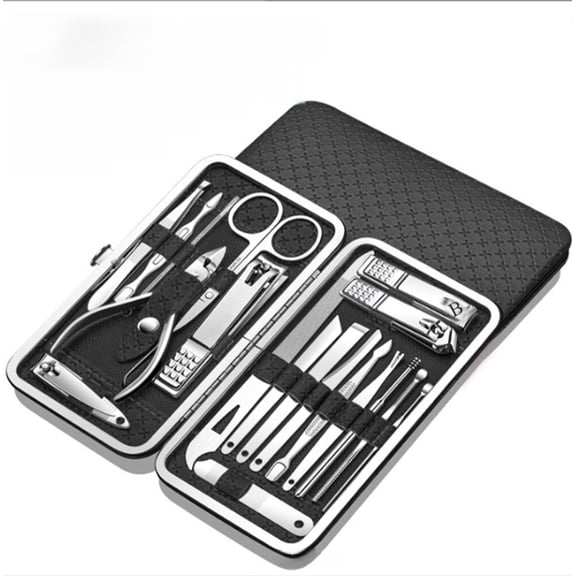 Manicure Set Nail Clippers Pedicure Kit -19 Pieces Stainless Steel Manicure Kit, Professional Grooming Kits, Nail Care Tools with Luxurious Travel Case Black