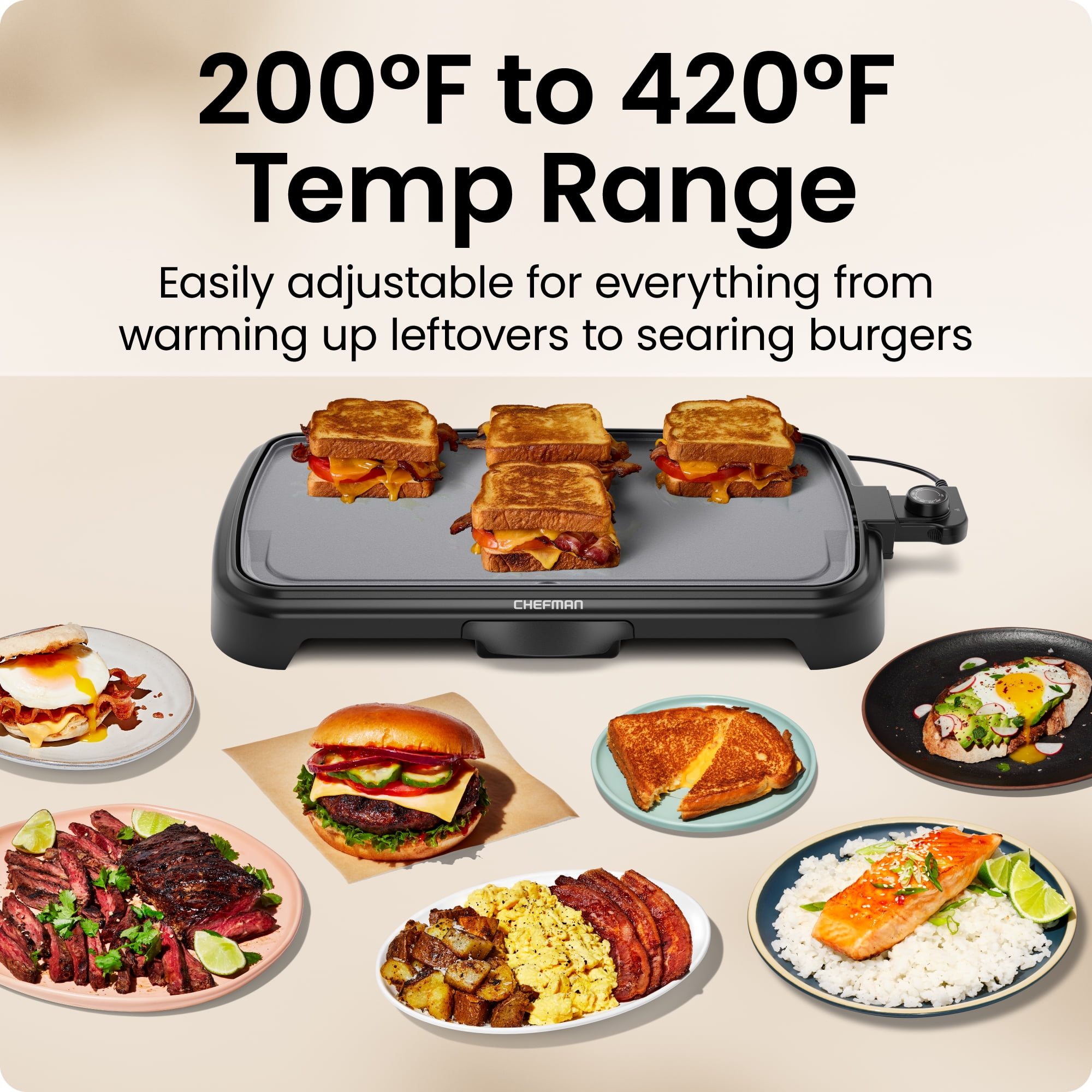Chefman All-Purpose 10" x 20" Nonstick Extra-Large Griddle, Grey