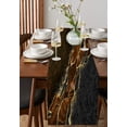 thumbnail image 4 of Table Runner Dresser Scarves 60 Inch Long, Wild Abstract Peacock Stone Agate Linen Dining Table Runners Brown Black Marble with Gold Line Tabletop Scarf for Wedding Holiday Party Kitchen, 4 of 7