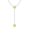 thumbnail image 1 of Angara Collier Péridot Naturel - Collier Style Lariat Péridot Rond 2,8 ct avec Lunette en Platine pour Femmes, 1 of 8