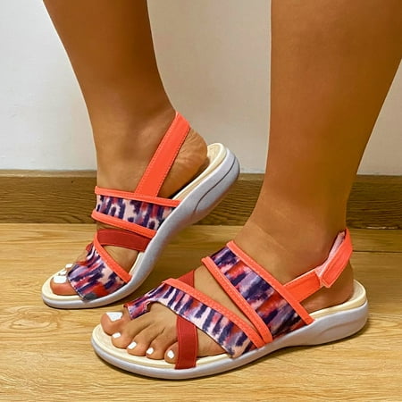 

〖Yilirongyumm〗 Multicolor 39 Sandals Women Fashion Thick Wedges Sandals Casual Leisure Breathable Shoes Womens Outdoor Soled Women s Sandals