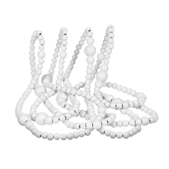 yotijay Christmas Beaded Garland Boho Decor Wood Beads Garland Wall Hanging Prayer Beads White