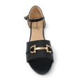 thumbnail image 3 of Victoria K Open Toe Gold Buckle Ballerina Flats (Women), 3 of 5