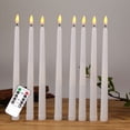 thumbnail image 1 of Velas cónicas de marfil sin llama parpadeantes con control remoto de 10 teclas, paquete de 8 de cera real con pilas, decoración navideña para el hogar y la boda, 1 of 5