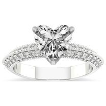 Heart Shape 5 Carat IGI Certified Lab Grown Diamond Ring | 14K White Gold |Dua Side Stone Knife Edge Diamond Ring | FG-VS1-VS2 Quality Friendly Diamonds
