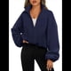 thumbnail image 5 of Chaquetas de Forro para Mujer, Sudaderas Extragrandes con Cremallera, Ropa de Invierno, Conjuntos de Larga y Corte Corto para Otoño. Azul Marino M, 5 of 9