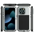 thumbnail image 2 of Nalacover Rugged Case for iPhone 15 Pro, With Tempered Galss Screen Protector Heavy Duty Malitary Grade Full Protection Cover, Aluminum Alloy Metal + TPU Shockproof Dustproof Case, Silver, 2 of 8