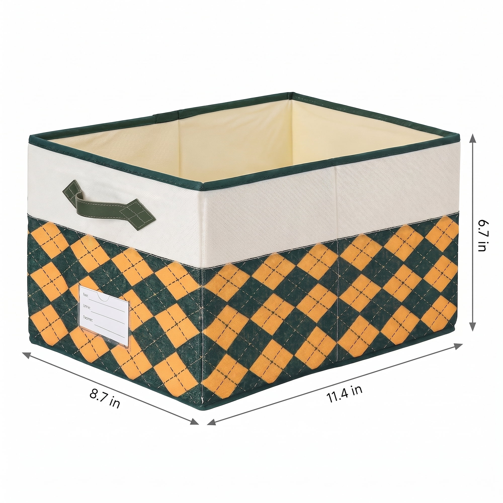 Unique Bargains Storage Basket with Handle for Organizing Orange Green 8.7"x11.4"x6.7"