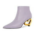 thumbnail image 2 of XYD Women Cute Heart Shaped Heel Ankle Boots Pointed Closed Toe Side Zipper Short Booties Fashion Party Casual Shoes Size 15.5 Light Purple, 2 of 5