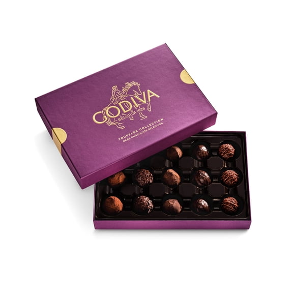 Godiva 15pc Dark Chocolate Truffle Gift Box – Belgian Dark Chocolates with Ganache – Kosher Gourmet Gift