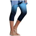 thumbnail image 1 of Timegard Womens Capri Leggings Pants Gradient Color Elastic Waisted Drawstring Comfy Slim Casual Cropped Trousers, 1 of 3