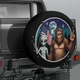 thumbnail image 2 of Lotusprinthandmade Bigfoot UFO America Flag Spare Tire Cover Without Backup Camera Hole 6 Sizes (27 in.), bigfoot lover gift, 2 of 7