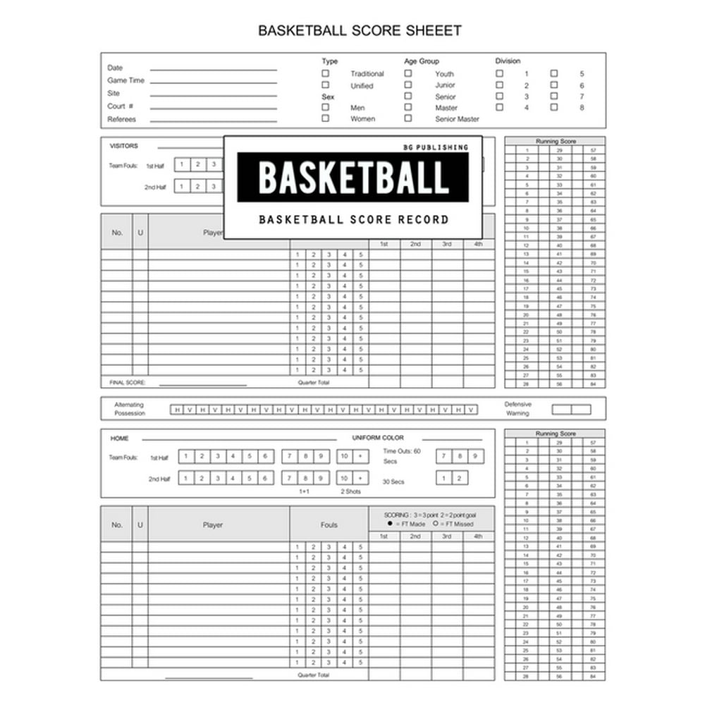 BG Publishing Basketball Score Record Basketball Scoring Game Sheet bg-publishing-basketball-score-record-basketball-scoring-game-sheet
