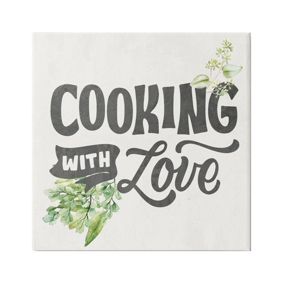Stupell Industries Cooking With Love Phrase Food & Beverage Painting Gallery Wrapped Canvas Print Wall Art, 17 x 17