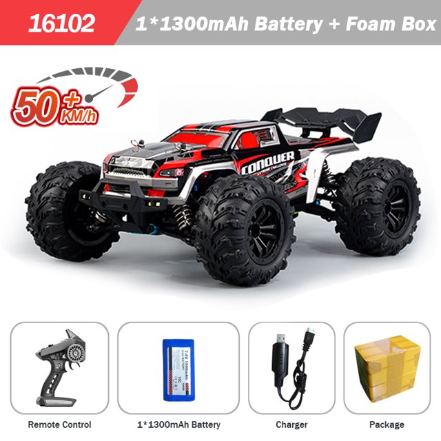 Coche todoterreno teledirigido con luz LED para adultos y niños, vehículo de Control remoto con escobillas o sin escobillas, 4x4, alta velocidad, 50 KM/H o 70 Km/H, 2,4G, 4x4, 1:16