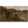 thumbnail image 2 of George Hendrik Breitner 24x15 Black Ornate Framed Double Matted Museum Art Print Titled: Building Site (1890-1910), 2 of 5